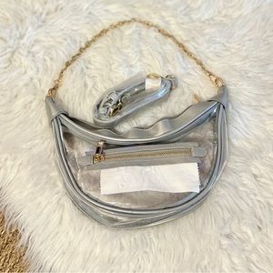 NWOT Boutique Clear Bag with Chain and Leather Straps FREE SHIPPING